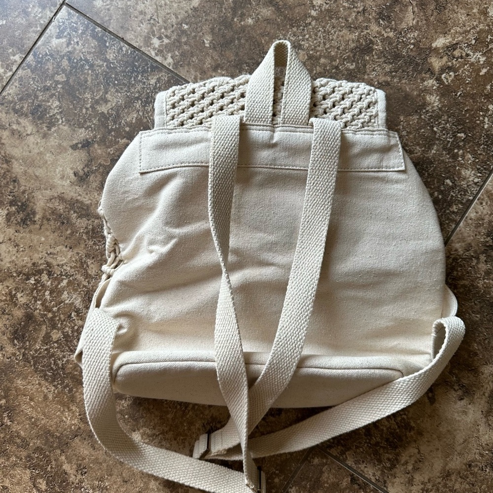 Beige Crochet Backpack - image 2